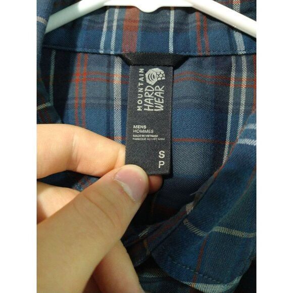 Mountain Hardwear Shirt Mens Small Blue Plaid Voyager Flannel Long Sleeve - Picture 6 of 8